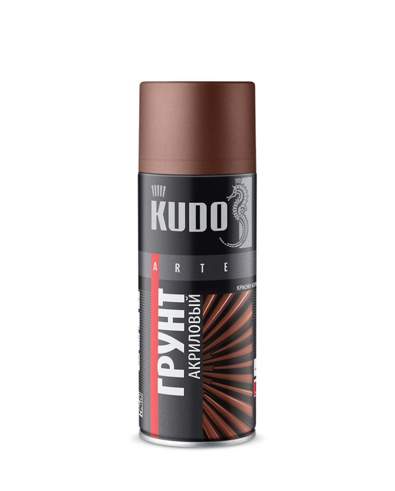 Грунт аэрозольный акриловый Kudo универсальный красно-коричневый (520 мл)/6