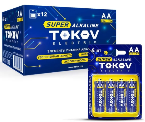 Батарейка алкалиновая LR6/AA (блист.4шт) TOKOV ELECTRIC TKE-ALS-LR6/B4
