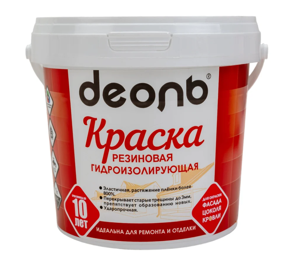 Краска резиновая Деоль Белая (0,9л)/6шт