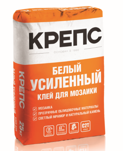 Клей для плитки КРЕПС Белый Усиленный С2Т (25 кг) /56