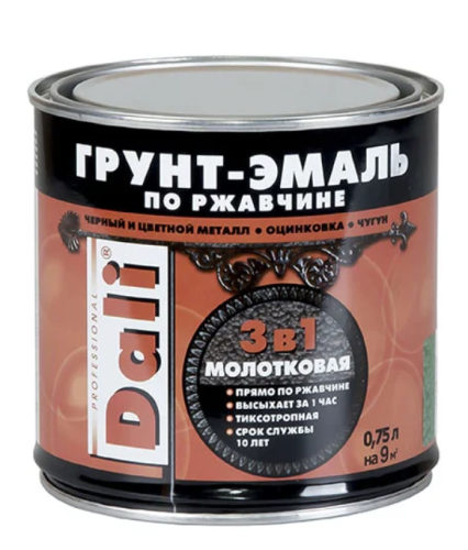 Грунт-эмаль с молотковым эффектом Dali Черная (0,75л)/6
