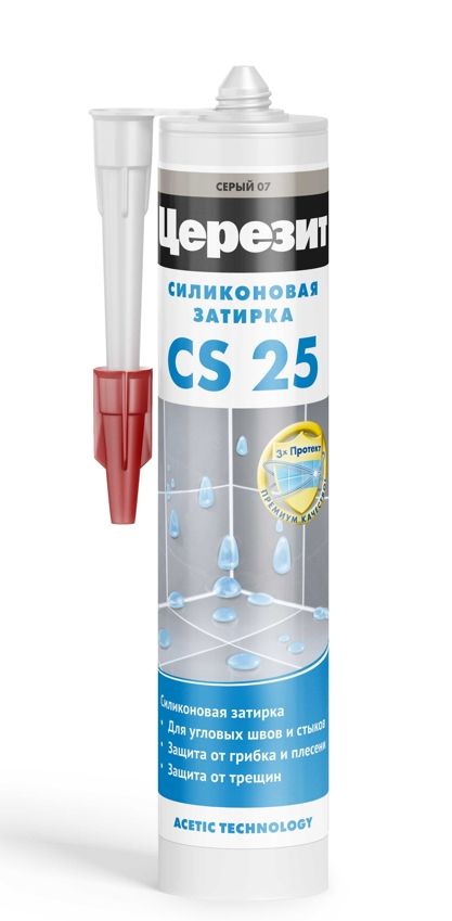 Герметик ЦЕРЕЗИТ CS 25 санитарный силиконовый серый (280 мл) /12