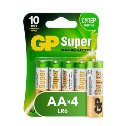 Батарейка алкалиновая GP Super 15А-2CR4 Тип АА (блистер 4шт)