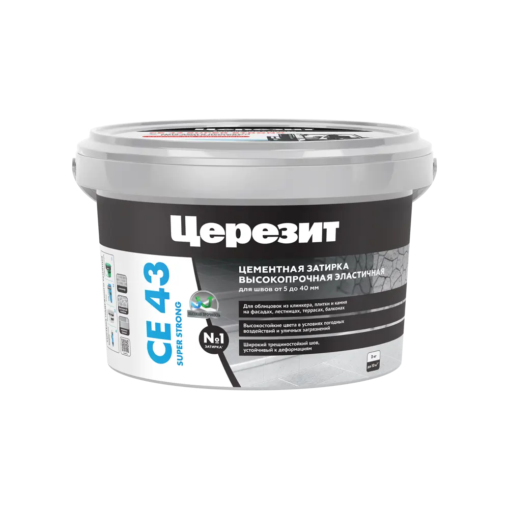 Затирка ЦЕРЕЗИТ CE 43 Super Strong - Дымчато-Белый 02 (2 кг) /12
