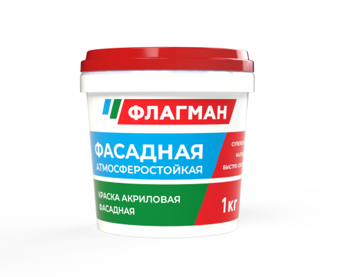 Краска акриловая фасадная ФЛАГМАН белоснежная (1 кг) /144