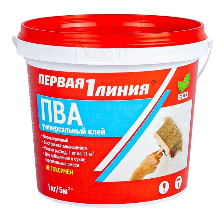 Клей ПВА Первая линия универсальный (1 кг) /324