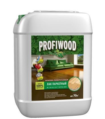 Лак по дереву и камню ВД глянцевый PROFIWOOD (0,9 кг)/6