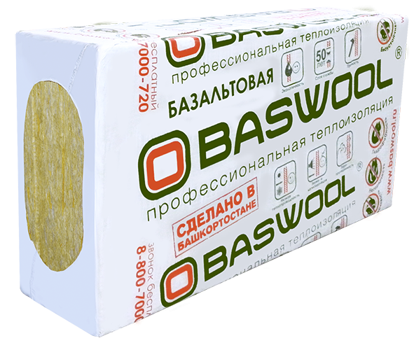 Утеплитель BASWOOL Фасад 100х600х1200 (уп.3шт 2,16м2 0,216м3) пл.100