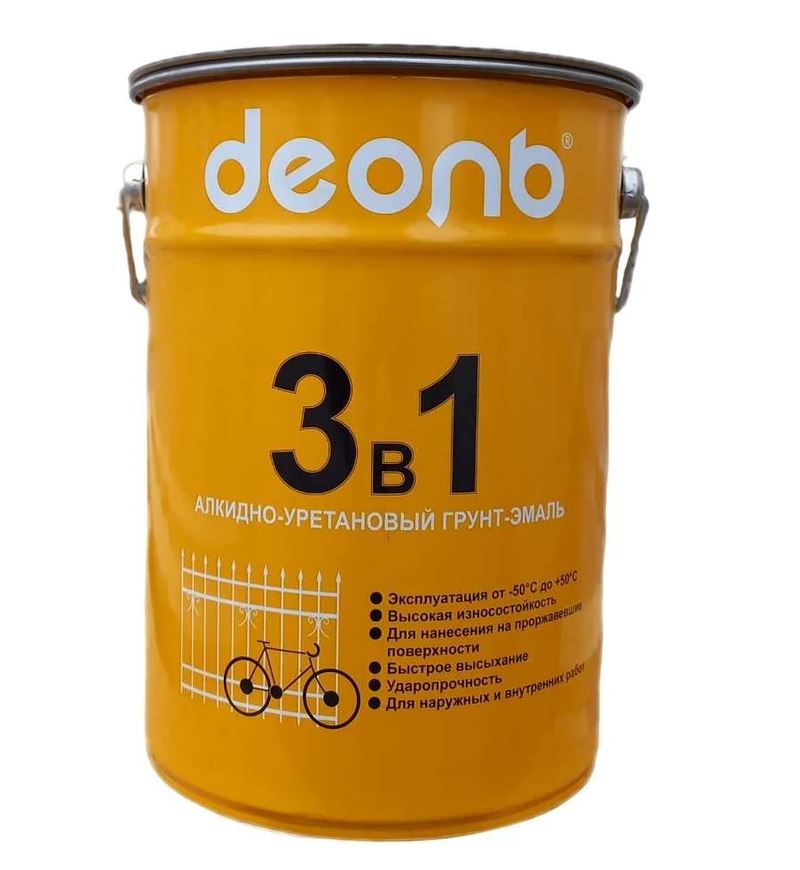 Грунт эмаль по ржавчине 3 в 1 Деоль Белый (1,8кг) /6 RAL 9003