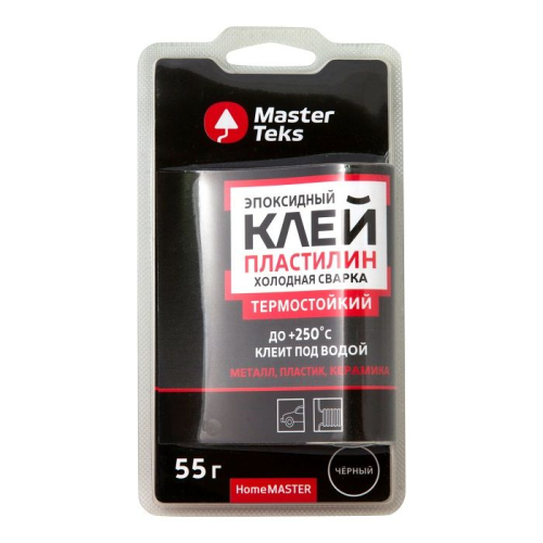 Клей-пластилин холодная сварка Masterteks HomeMaster эпоксидный термостойкий черный (0,055кг)/18