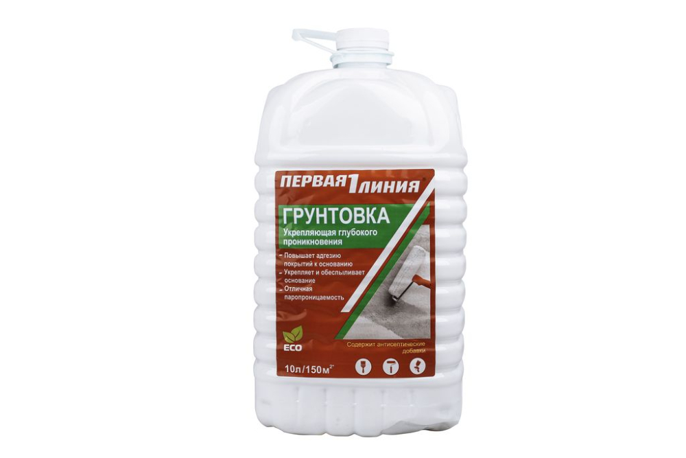 Грунт готовый универсальный акриловый Первая линия укрепляющий (10 л)/48