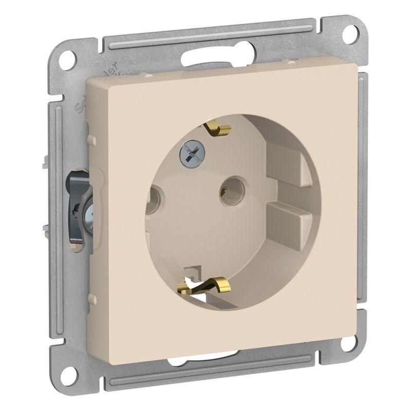 Механизм розетки 1-м СП AtlasDesign 16А IP20 с заземл. беж. SchE