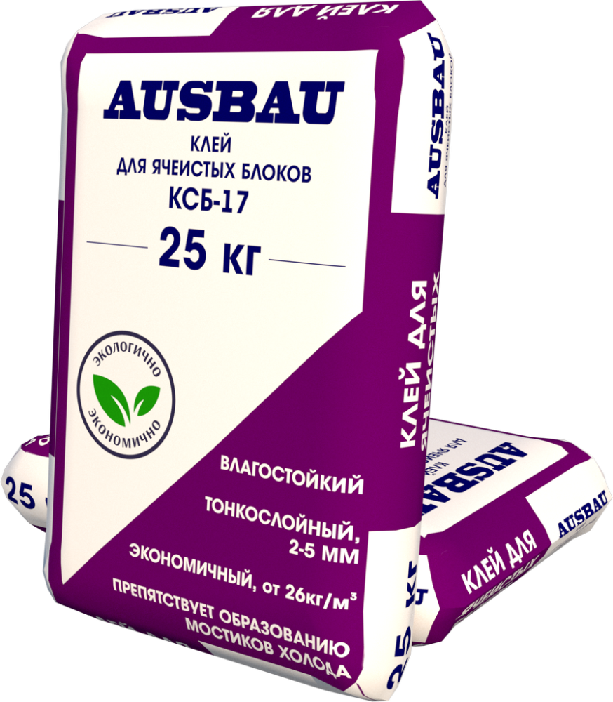 Клей для блоков AUSBAU КСБ-17 для ячеистого бетона Зимний (25 кг) /48