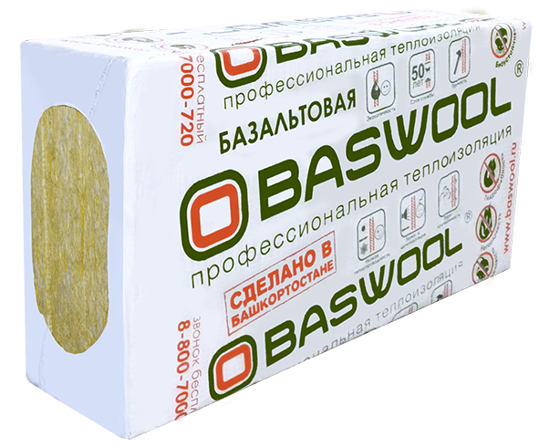 Утеплитель BASWOOL Фасад 50х600х1200 (уп.6шт 4,32м2 0,216м3) пл.100