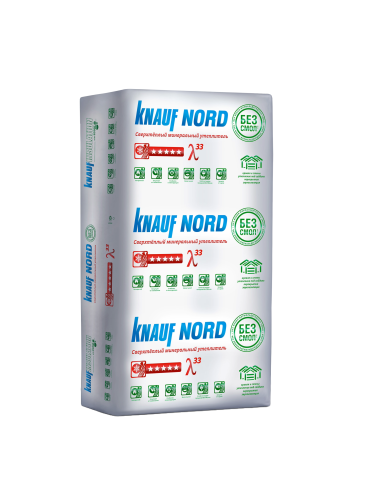 Утеплитель ТеплоKNAUF NORD TS 033 50х600х1250 (уп.12шт 9м2 0,45м3) (24) плита