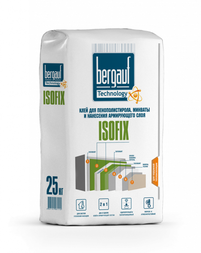 Клей для пенополистирола BERGAUF Isofix (25 кг) /56