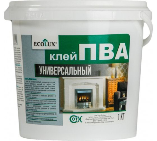 Клей ПВА ECOLUX универсальный (1,0 л) (12 шт коробка)