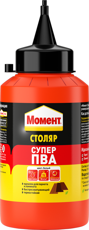Клей столярный Момент Супер для дерева бутылка белый (250 г) 1568047