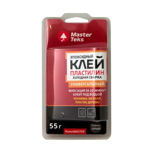 Клей-пластилин холодная сварка Masterteks HomeMaster эпоксидный универсальный темно-серый (0,055 кг)