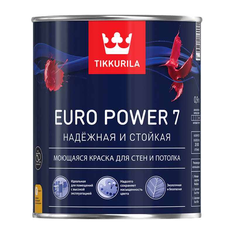 Краска моющаяся акриловая TIKKURILA EURO POWER 7 A (0,9 л)