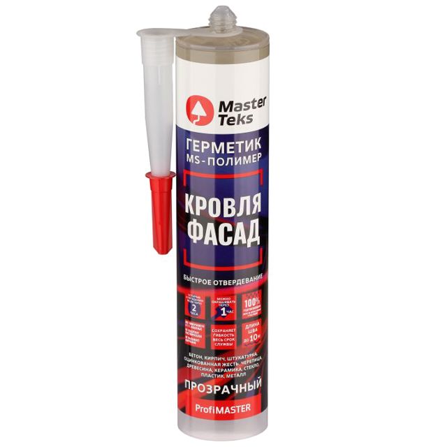 Герметик ms-полимер Masterteks ProfiMaster для кровли и фасада прозрачный (0,280 л)/12