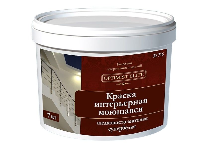 Краска моющаяся акриловая ОПТИМИСТ Р-16 белая (14 кг)/Эскаро