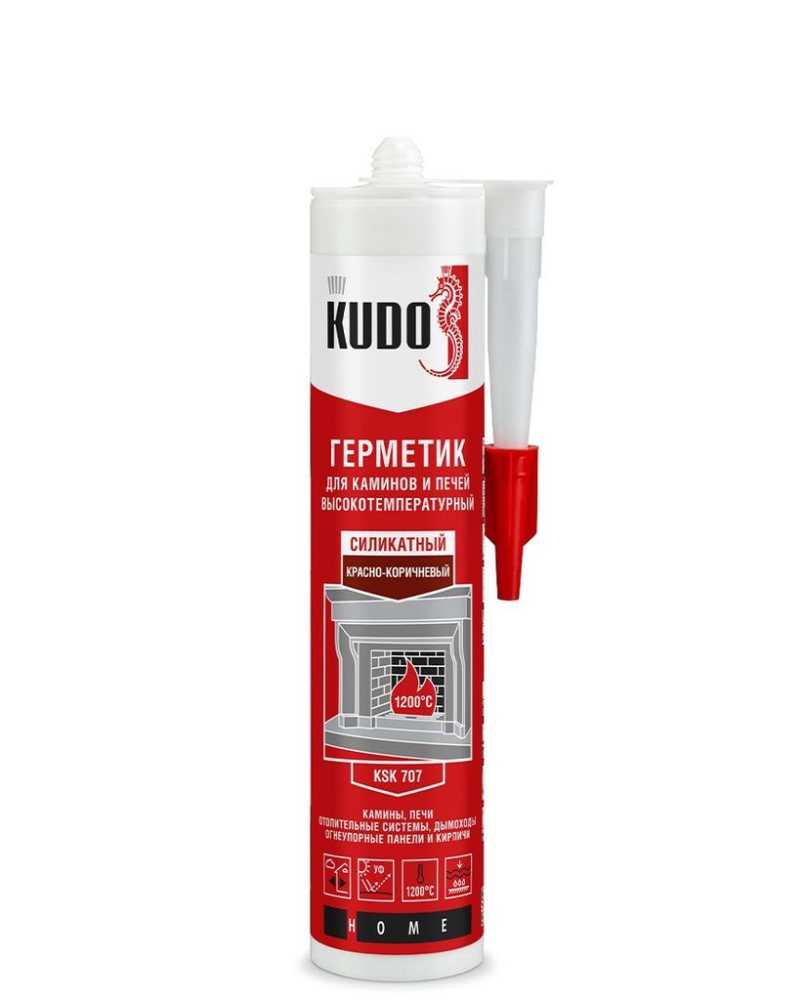 Герметик термостойкий Kudo Home KSK-707 для каминов и печей силикатный 1200С красно-коричневый (0,28