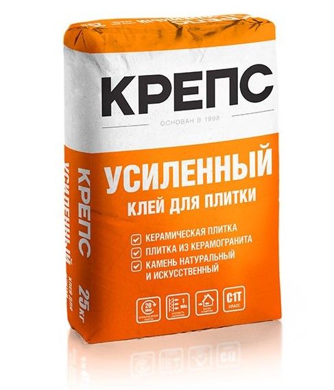 Клей для плитки КРЕПС Усиленный С1Т (25 кг) /56