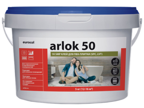 Клей для SPC и кварц винила Arlok 50 1К SMP 5кг (300г/м² - 12-16м2)