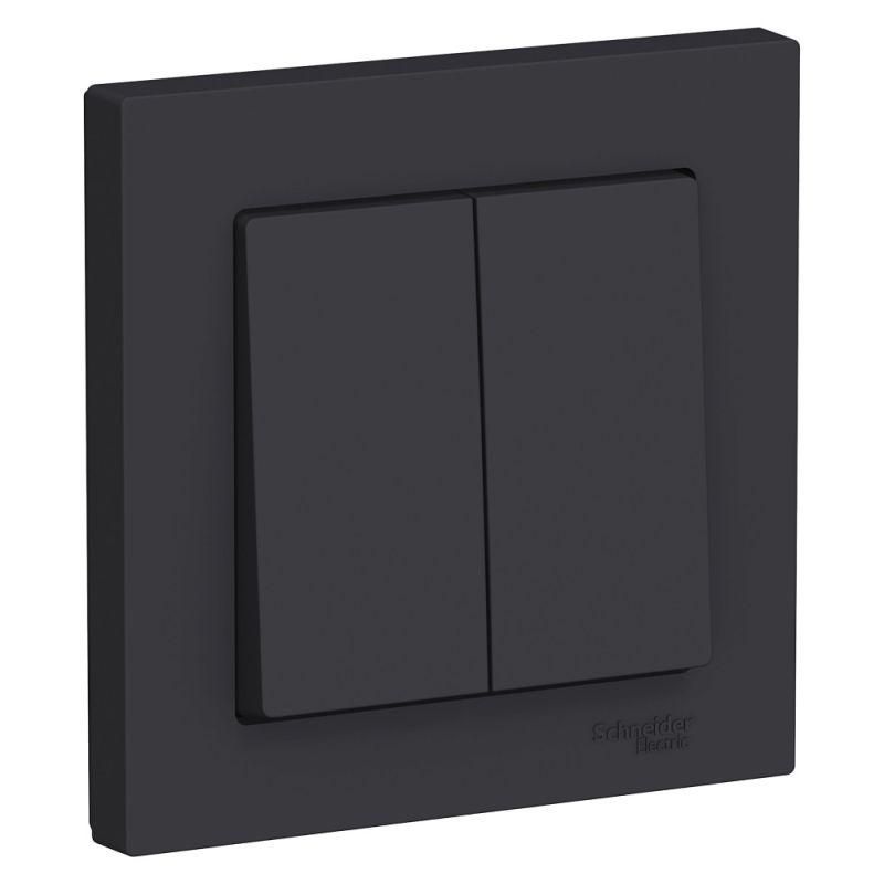 Выключатель 2-кл. СП AtlasDesign 10А IP20 (сх. 5) 10AX в сборе карбон SchE