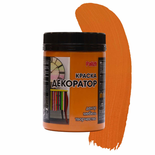 Краска Декоратор акриловая ярко-оранжевая №105 0,32кг PALIZH