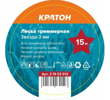 Леска триммерная 3,0ммх15м звезда красн картон Number ONE